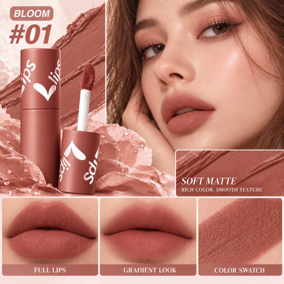 💋✨24H Long‑Lasting Matte Lipstick – Smudge‑proof, transfer‑resistant, vibrant colour. 👄🌹