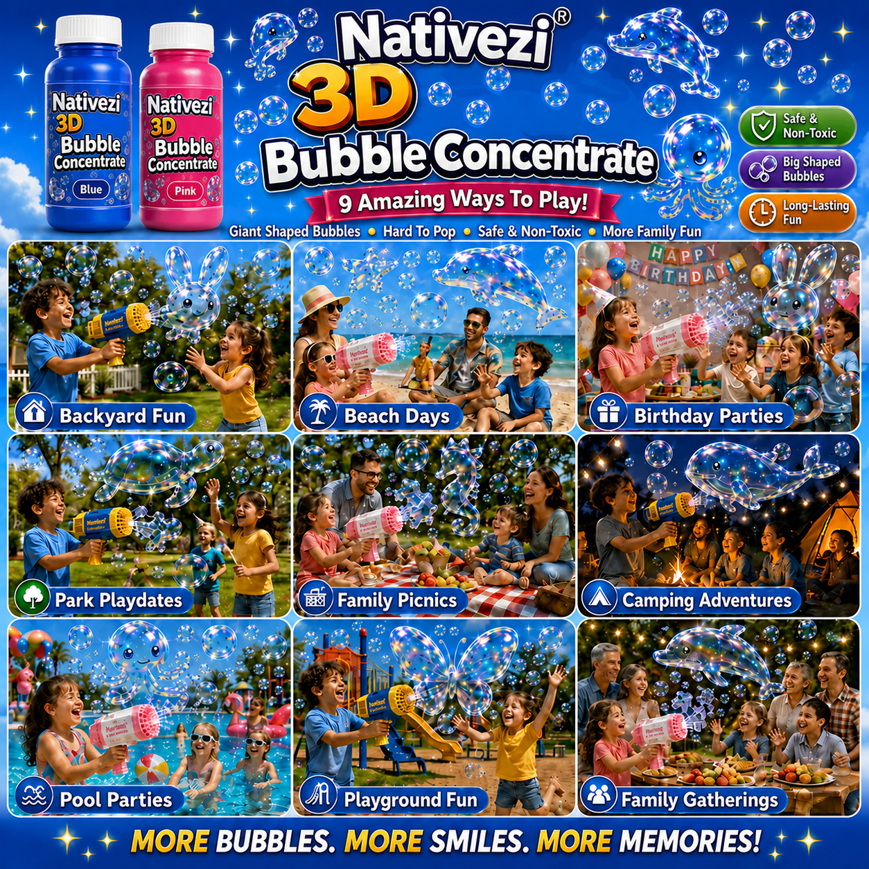Nativezi® Super 3D Bubble Concentrate —— Animal & Ocean Fantasy Theme