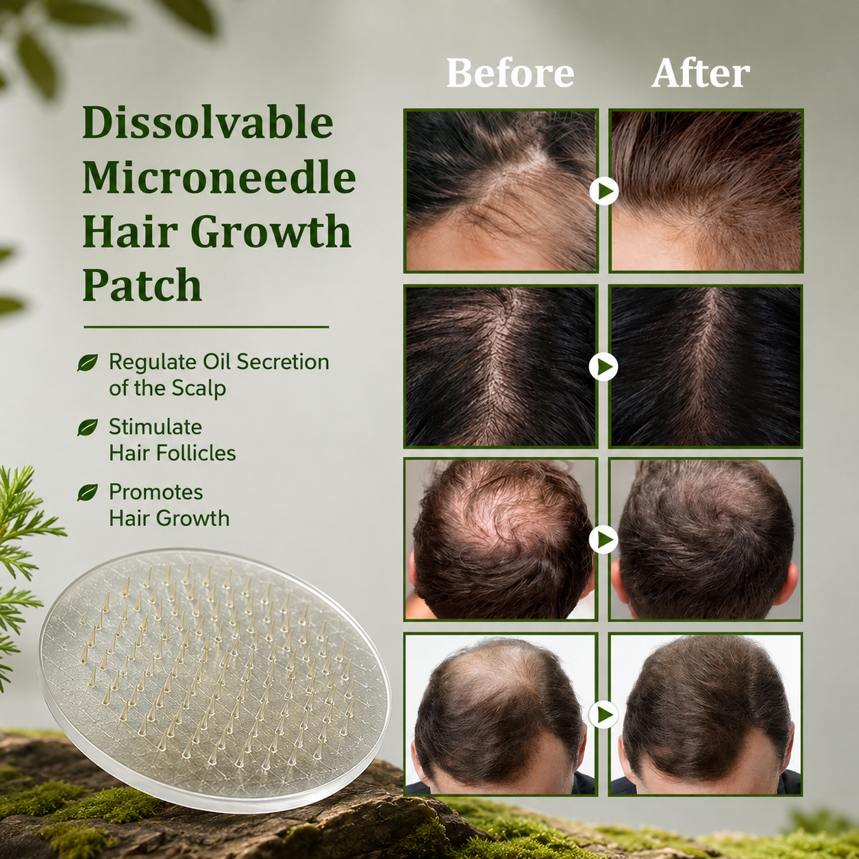 Dissolvable Microneedle Hair Growth Patch