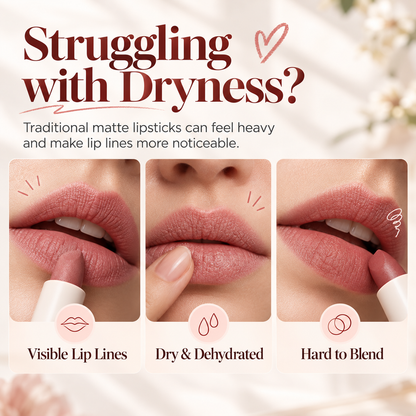 👄Soft Matte Finish Lipstick with Puff Applicator