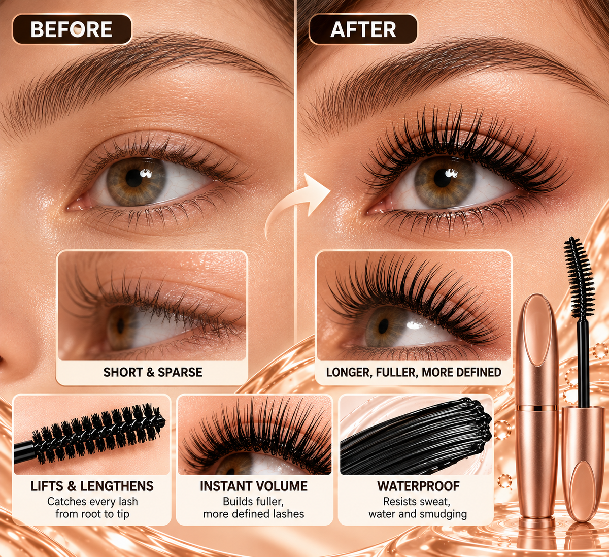 Dual-Purpose Long Thick Curl Eyelash Mascara