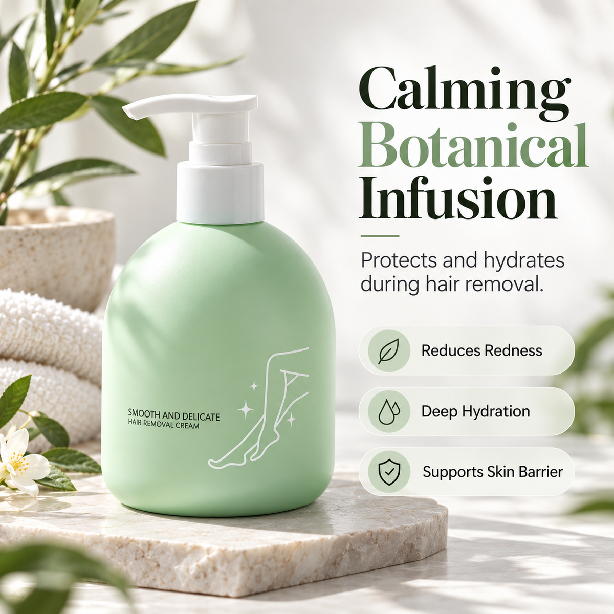 🌸 LIMITED-TIME 50% OFF! ✨ Gentle Hair Removal Cream – Smooth Skin, No Dark Spots, Botanical Infusion 🧴