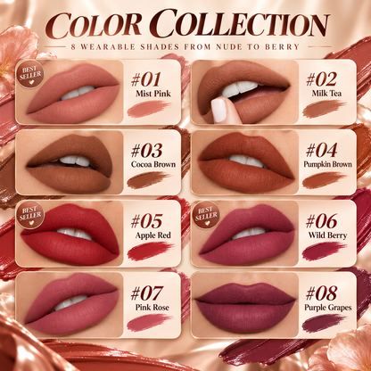 24H Long‑Lasting Matte Lipstick – Smudge‑proof, transfer‑resistant, vibrant colour.