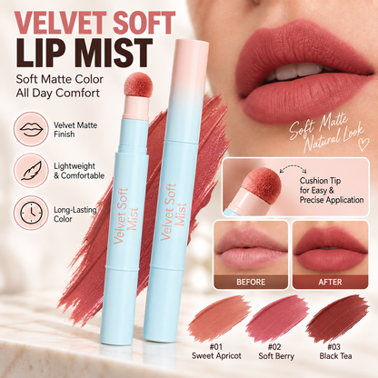 👄Soft Matte Finish Lipstick with Puff Applicator
