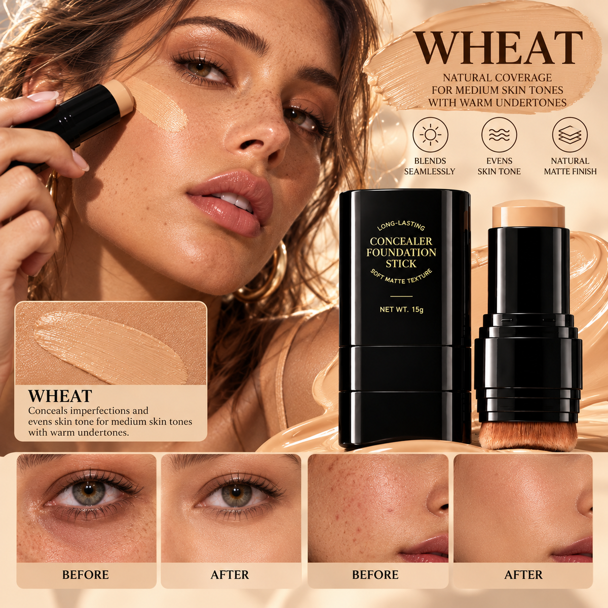 High-Coverage Waterproof Concealer Stick – Tattoo & Imperfection Coverage
