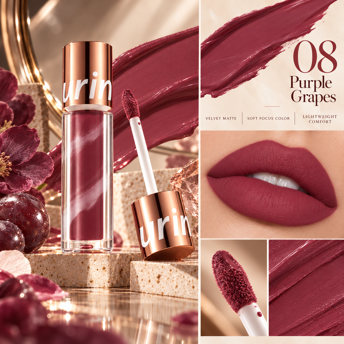 24H Long‑Lasting Matte Lipstick – Smudge‑proof, transfer‑resistant, vibrant colour.