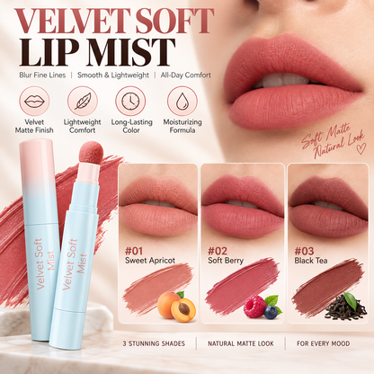 👄Soft Matte Finish Lipstick with Puff Applicator