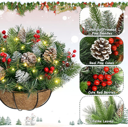 🎄LAST DAY — 60% OFF! 🪴Christmas Hot Sale —🔥Pre-Lit Artificial Christmas Hanging Basket